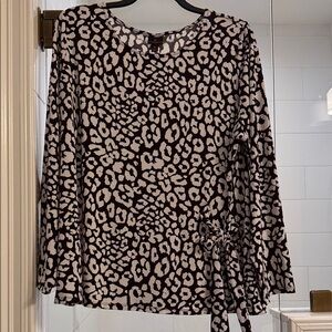 Worthington Black and Cream Leopard Print Blouse